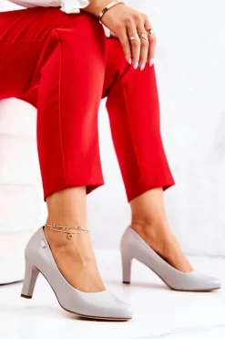 Czółenka Damskie Sergio Leone Szare Matowe Orsola