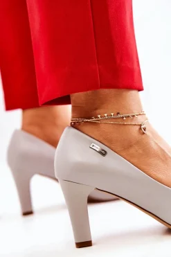 Czółenka Damskie Sergio Leone Szare Matowe Orsola