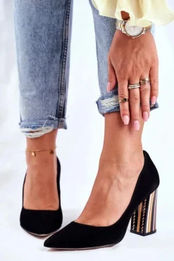 Czółenka Damskie Visconi Zamszowe Czarne 7417302/200