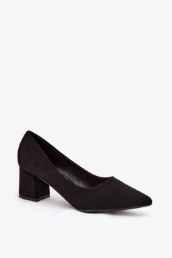 Czółenka Damskie Ze Szpiczastymi Noskami Na Słupku Czarne Merinette