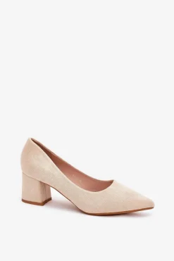 Czółenka Damskie Ze Szpiczastymi Noskami Na Słupku Beżowe Merinette