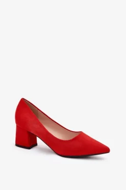 Czółenka Damskie Ze Szpiczastymi Noskami Na Słupku Czerwone Merinette