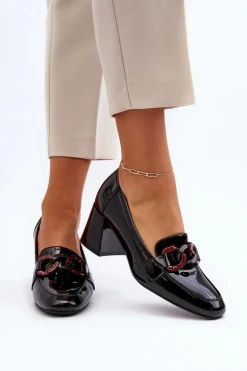 Czółenka Lakierowane Z Łańcuchem Czarne Paliotte