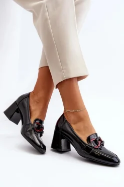 Czółenka Lakierowane Z Łańcuchem Czarne Paliotte