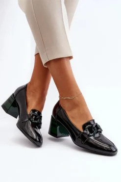 Czółenka Lakierowane Z Łańcuchem Czarne Paliotte