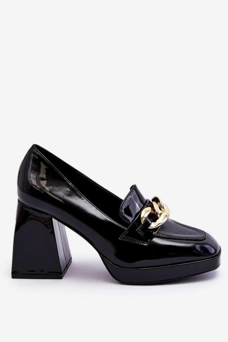 Czółenka Na Masywnym Obcasie Czarne Nataly