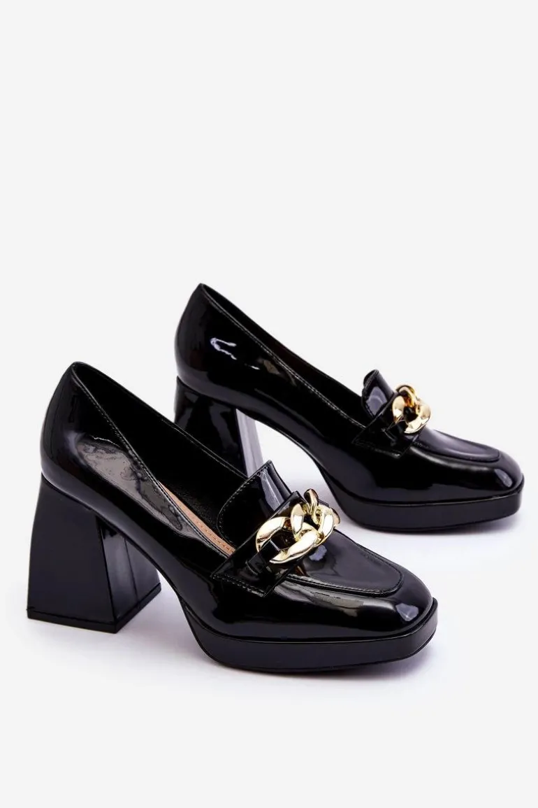 Czółenka Na Masywnym Obcasie Czarne Nataly