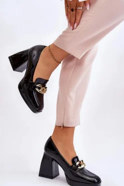 Czółenka Na Masywnym Obcasie Czarne Nataly