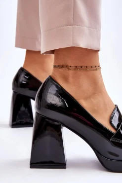 Czółenka Na Masywnym Obcasie Czarne Nataly