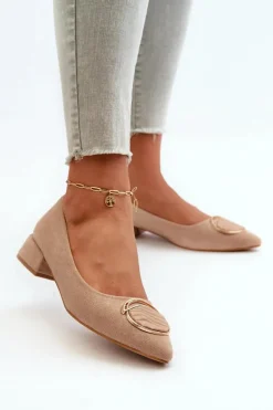 Czółenka Na Niskim Obcasie Z Eko Zamszu S.Barski KV27-037 Beżowe