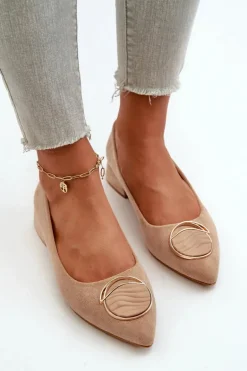 Czółenka Na Niskim Obcasie Z Eko Zamszu S.Barski KV27-037 Beżowe