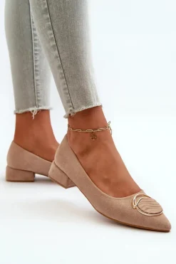 Czółenka Na Niskim Obcasie Z Eko Zamszu S.Barski KV27-037 Beżowe