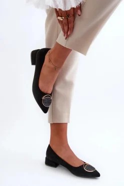 Czółenka Na Niskim Obcasie Z Eko Zamszu S.Barski KV27-037 Czarne