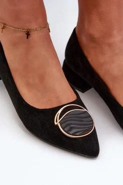 Czółenka Na Niskim Obcasie Z Eko Zamszu S.Barski KV27-037 Czarne