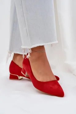 Czółenka Na Niskim Obcasie I Szpiczastymi Noskami Czerwone Terilara