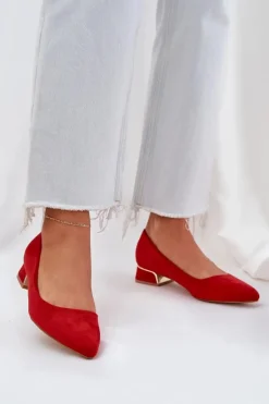 Czółenka Na Niskim Obcasie I Szpiczastymi Noskami Czerwone Terilara