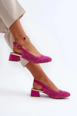 Czółenka Na Obcasie Klocku Fuksja Gemifa