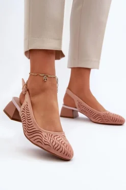 Czółenka Na Obcasie Klocku Różowe Gemifa