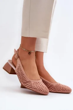 Czółenka Na Obcasie Klocku Różowe Gemifa