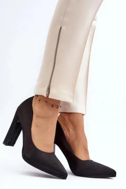 Czółenka Na Słupku Czarne Piatti