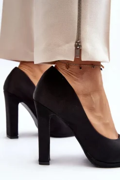 Czółenka Na Słupku Czarne Piatti