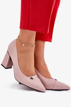 Czółenka Na Słupku Eleganckie Vinceza 62224 Różowe