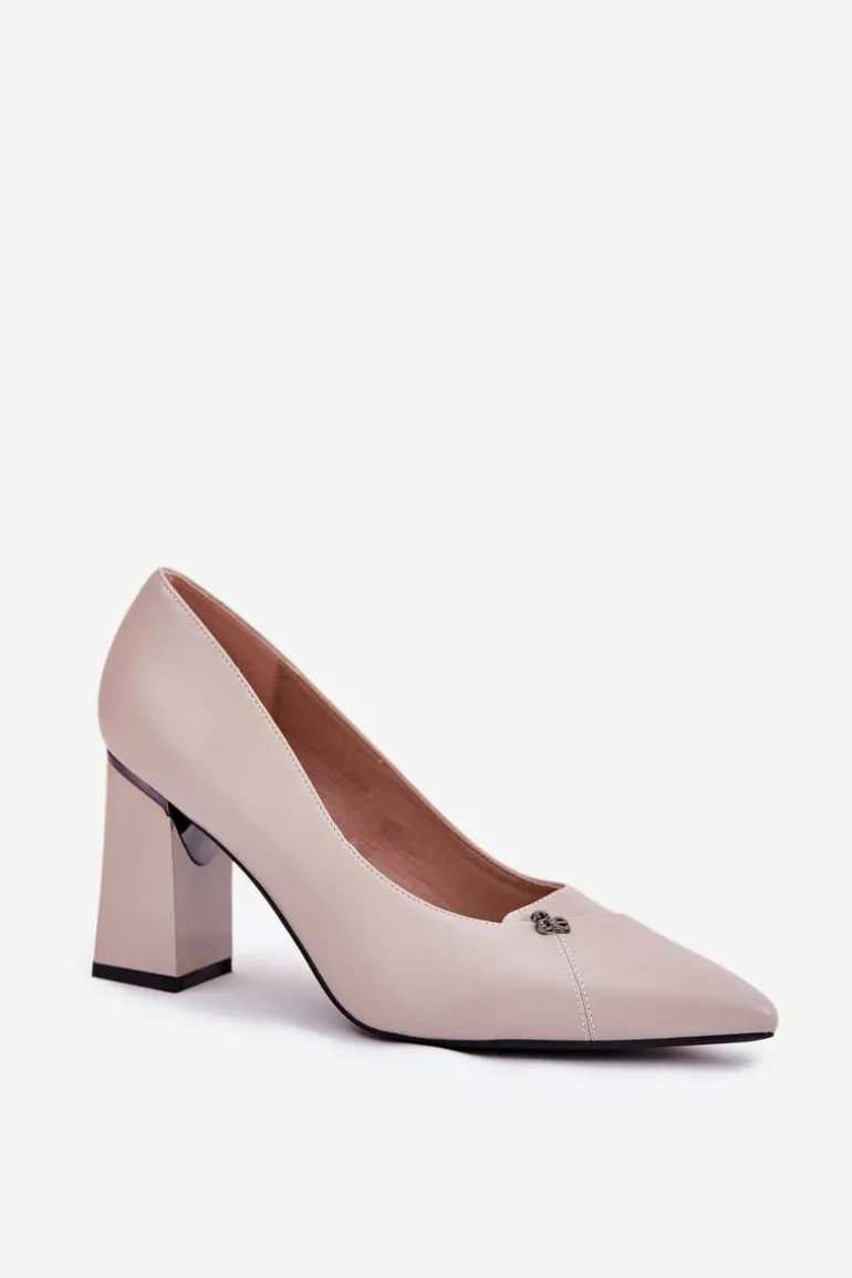 Czółenka Na Słupku Eleganckie Vinceza 62224 Szare