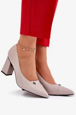 Czółenka Na Słupku Eleganckie Vinceza 62224 Szare