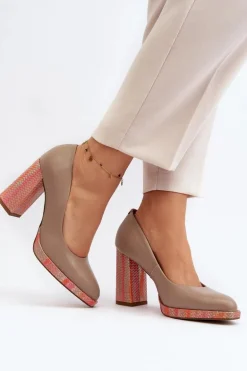 Czółenka Na Słupku Laura Messi 2746 Beżowe