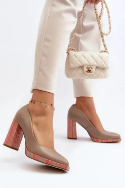 Czółenka Na Słupku Laura Messi 2746 Beżowe