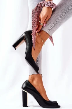 Czółenka Na Słupku Monnari 0780-020 Czarne