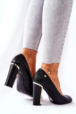 Czółenka Na Słupku Monnari 0780-020 Czarne