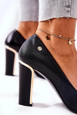 Czółenka Na Słupku Monnari 0780-020 Czarne