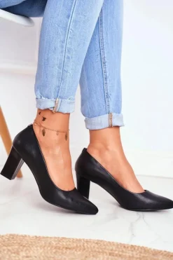 Czółenka Na Słupku Sergio Leone PB403 Czarne