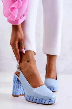 Czółenka Skórzane Maciejka 05441-06 Niebieskie