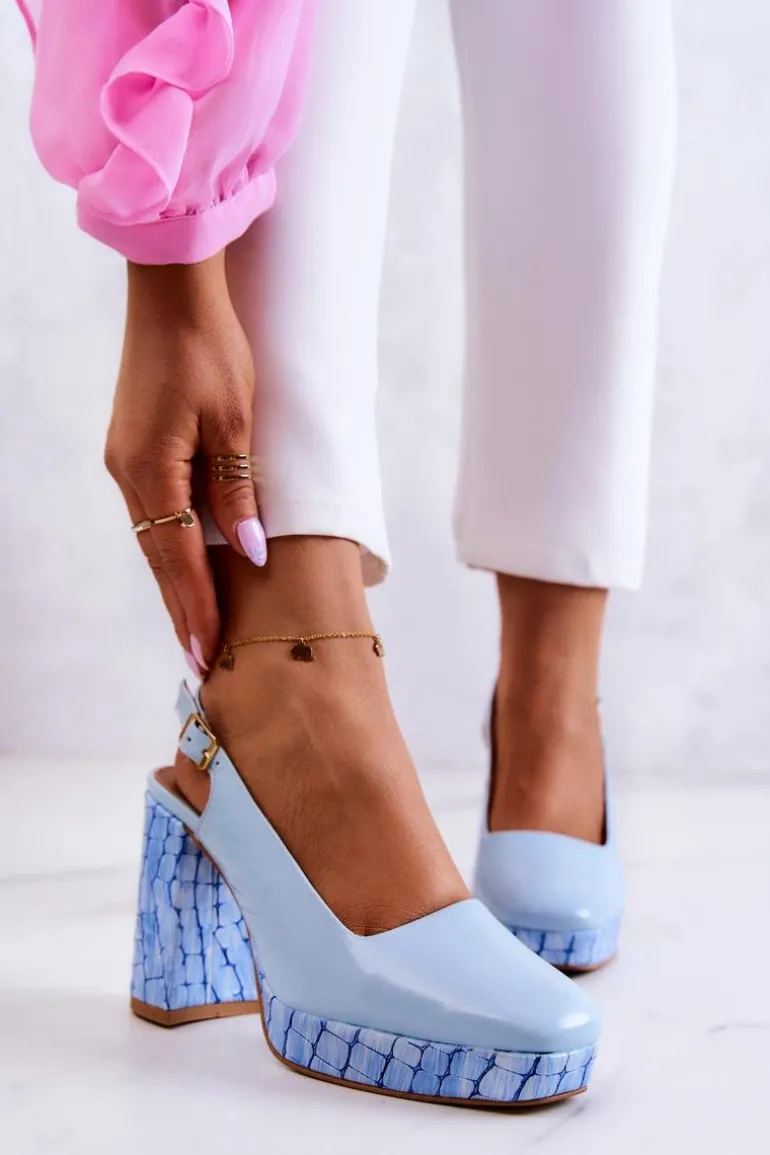 Czółenka Skórzane Maciejka 05441-06 Niebieskie