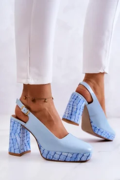 Czółenka Skórzane Maciejka 05441-06 Niebieskie