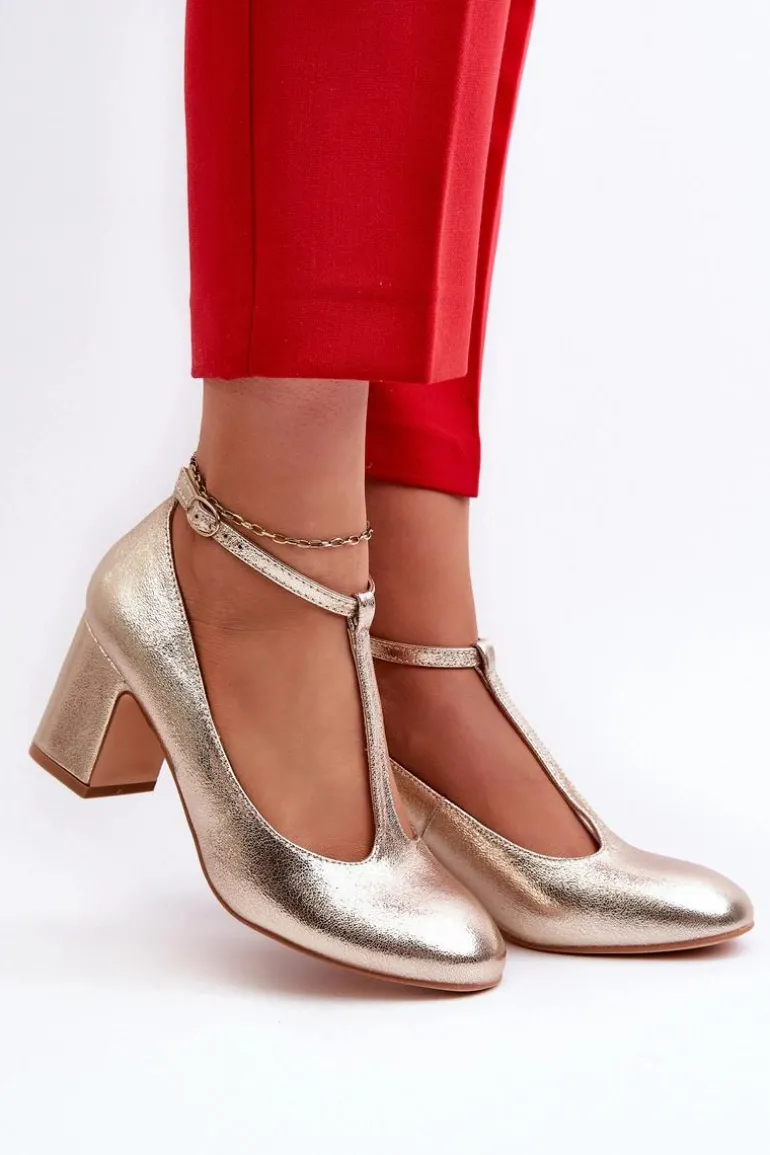 Czółenka Z Eko Skóry Na Słupku Złote Raniyah