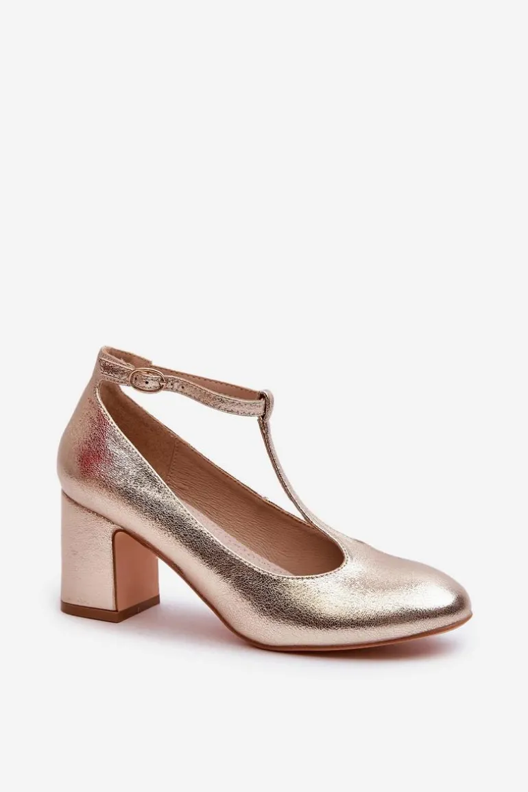 Czółenka Z Eko Skóry Na Słupku Złote Raniyah