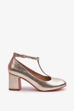 Czółenka Z Eko Skóry Na Słupku Złote Raniyah