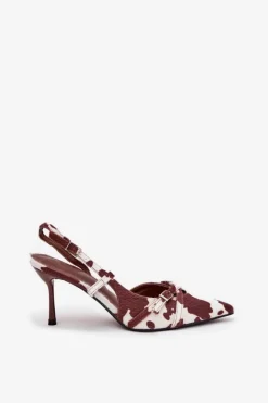 Czółenka Z Odkrytą Piętą I Paseczkami Łaty Biało-Brązowe Ravira