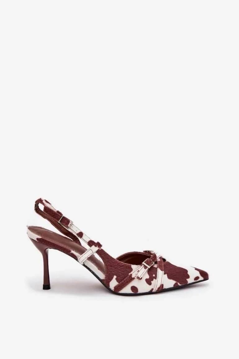 Czółenka Z Odkrytą Piętą I Paseczkami Łaty Biało-Brązowe Ravira