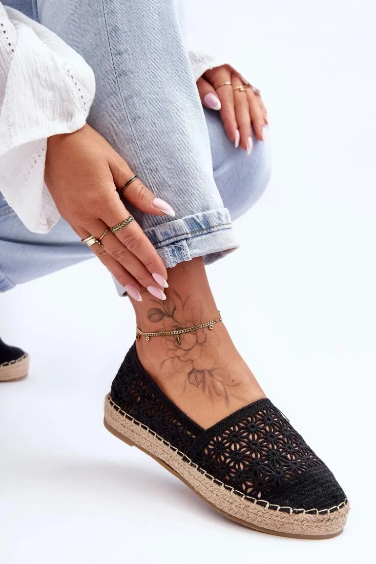Damskie Ażurowe Espadryle Czarne One Lover