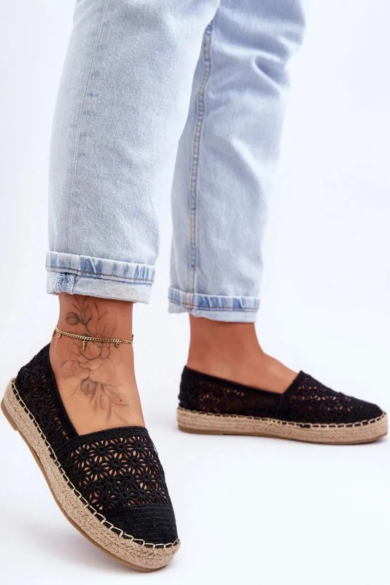 Damskie Ażurowe Espadryle Czarne One Lover
