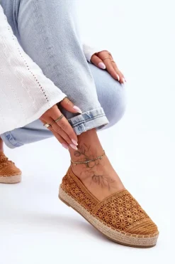 Damskie Ażurowe Espadryle Camel One Lover