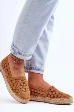 Damskie Ażurowe Espadryle Camel One Lover