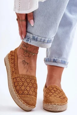 Damskie Ażurowe Espadryle Camel One Lover