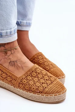 Damskie Ażurowe Espadryle Camel One Lover