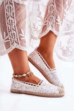 Damskie Ażurowe Espadryle Wsuwane Białe Letisa