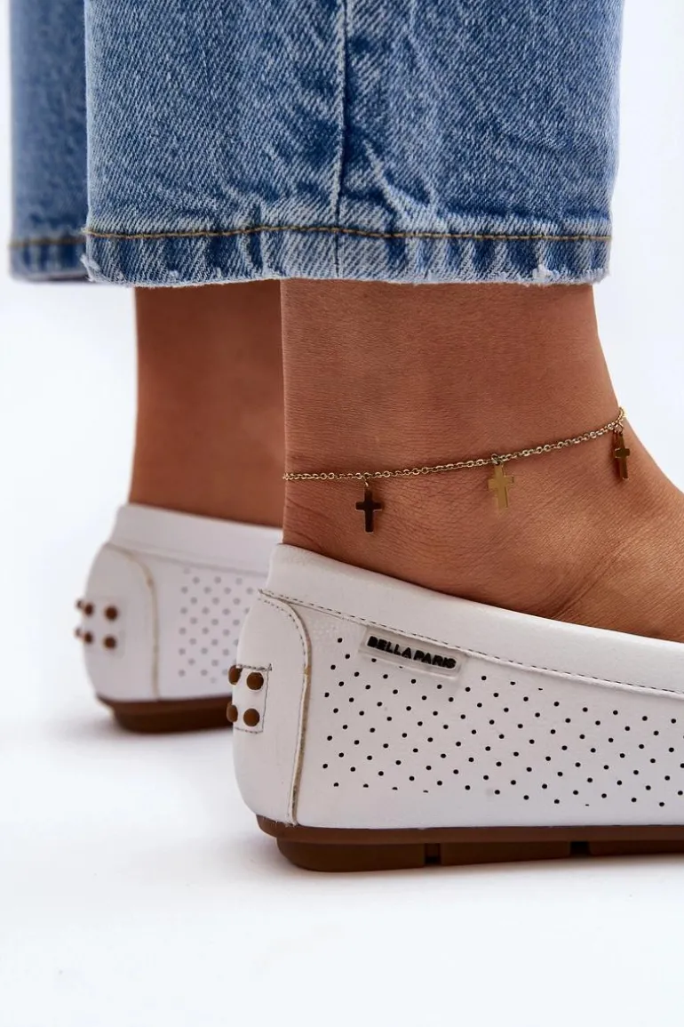 Damskie Ażurowe Mokasyny Białe Rasirna